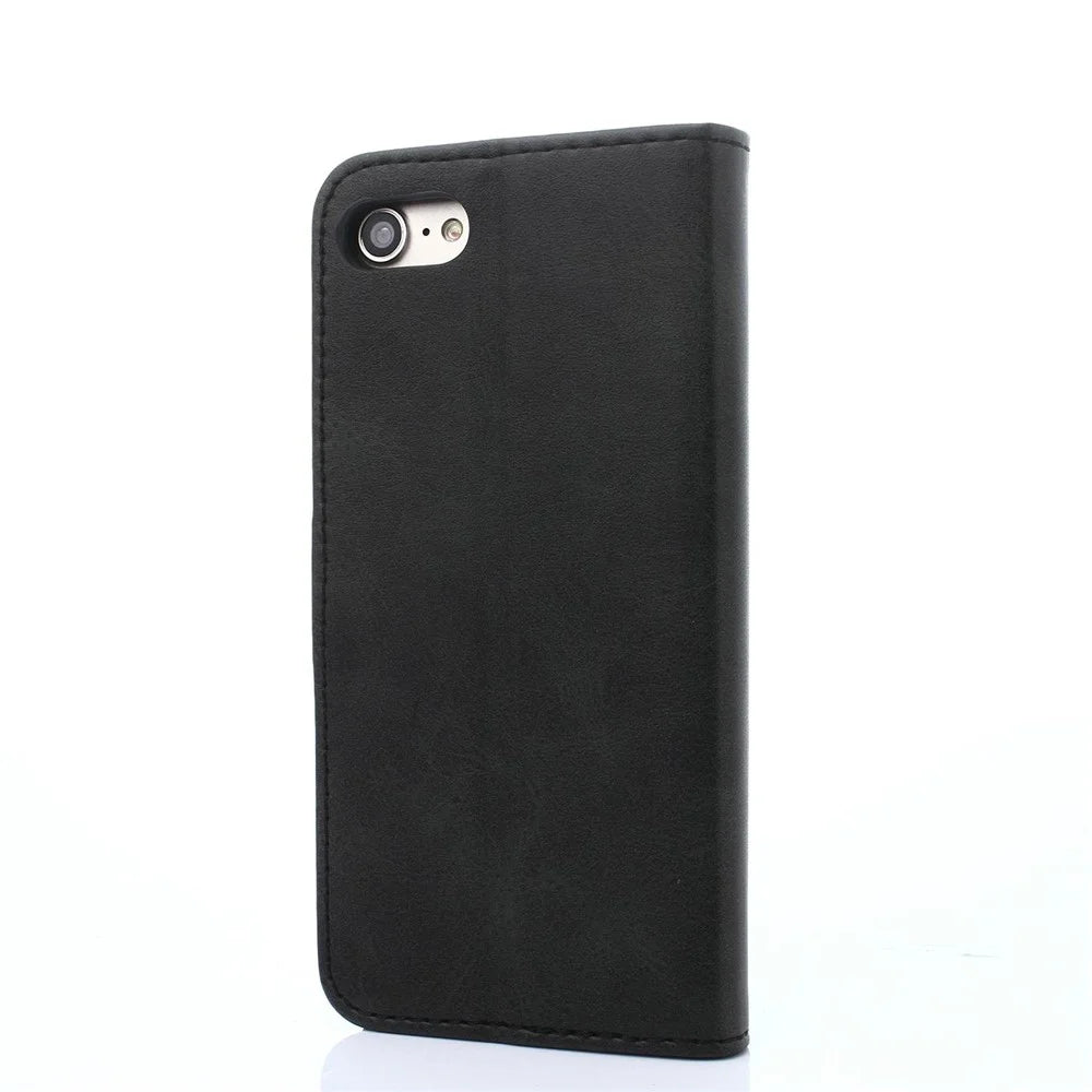LC.IMEEKE Magnetic Clasp Closure PU Leather Case Folio Stand Flip Wallet Cover for iPhone SE (2020)/SE (2022)/8/7 4.7 inch - Black - 2