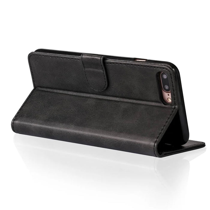 LC.IMEEKE Leather Wallet Stand Cover for iPhone 8 Plus / 7 Plus 5.5 inch Textured PU Leather Cell Phone Accessory - Black - 4