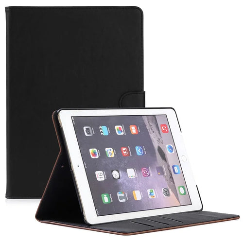 For iPad 9.7 (2018) / (2017) Retro Crazy Horse Texture Leather Tablet Case Corner Protection Folio Standing Cover - Black - 1