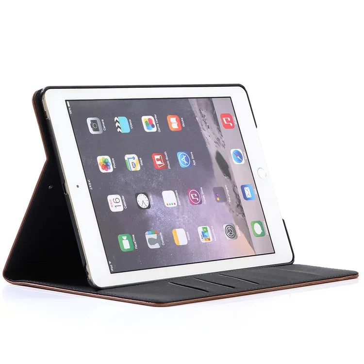 For iPad 9.7 (2018) / (2017) Retro Crazy Horse Texture Leather Tablet Case Corner Protection Folio Standing Cover - Black - 6