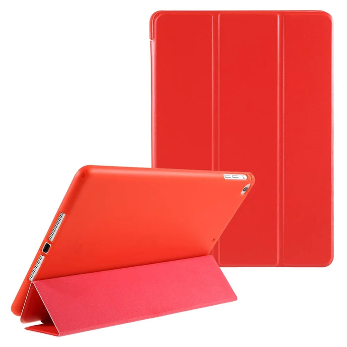 Scratch-Resistant PU Leather + Soft Silicone Back Shell Tri-fold Stand Cover for iPad 9.7-inch (2018)/(2017) - Red - 1