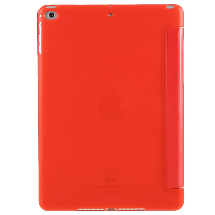Scratch-Resistant PU Leather + Soft Silicone Back Shell Tri-fold Stand Cover for iPad 9.7-inch (2018)/(2017) - Red - 3