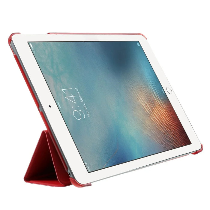 For iPad 9.7-inch (2018) / (2017) Tablet Cover Tri-Fold Stand PU Leather + PC Protective Case - Red - 4