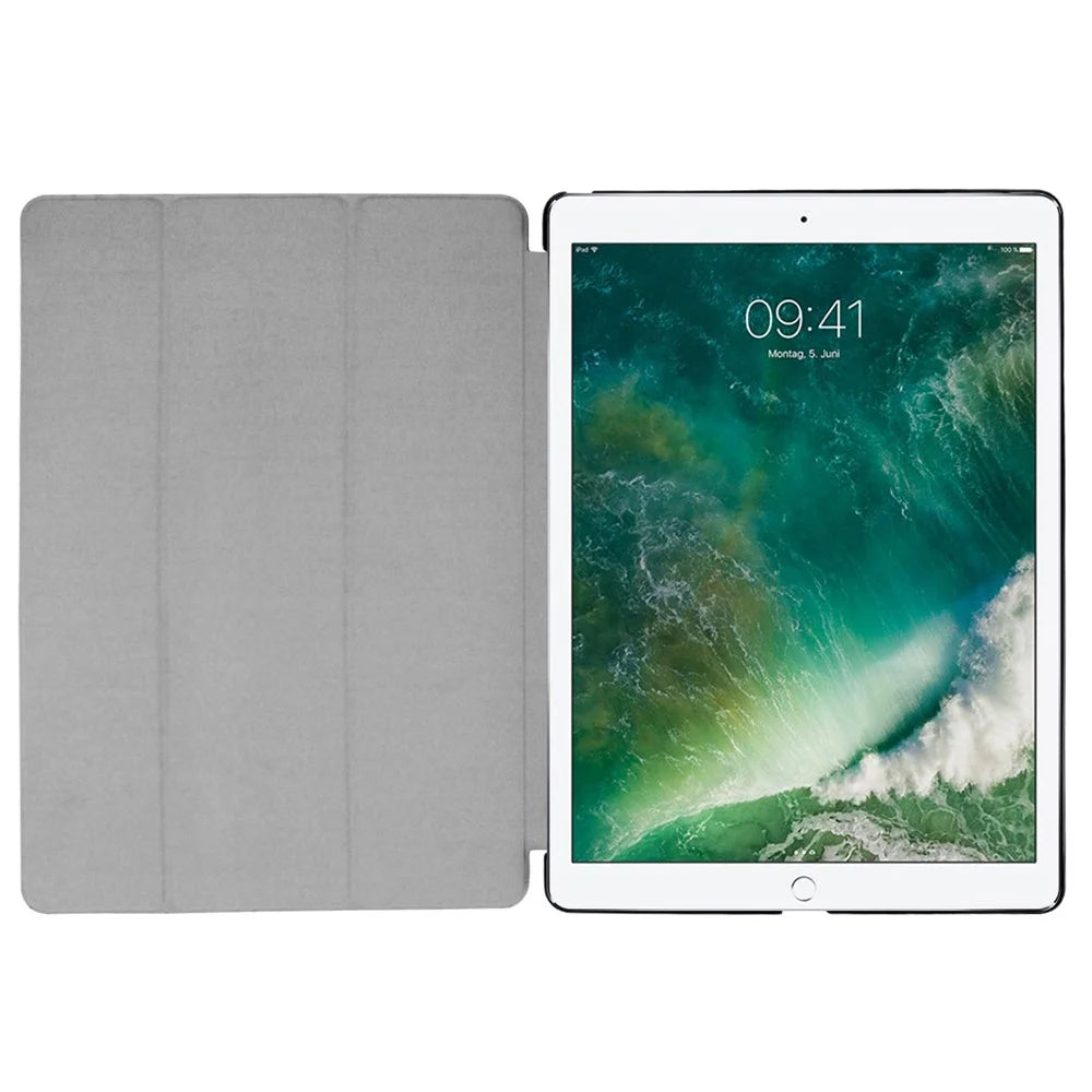 For iPad Pro 12.9 (2017) PU Leather Ultra Thin Tri-Fold Stand Auto Sleep / Wake Tablet Cover - Black - 4
