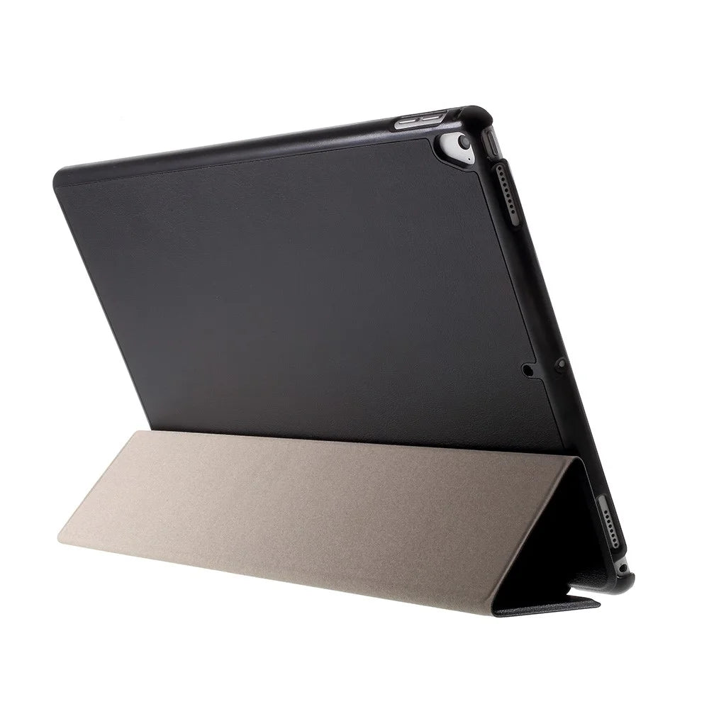 For iPad Pro 12.9 (2017) PU Leather Ultra Thin Tri-Fold Stand Auto Sleep / Wake Tablet Cover - Black - 5