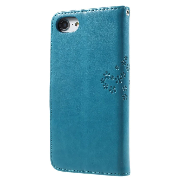 Imprint Tree Owl Magnetic Wallet PU Leather Stand Mobile Phone Cover for iPhone 7/8/SE (2020)/SE (2022) - Blue - 2