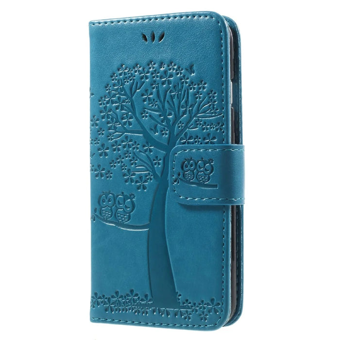 Imprint Tree Owl Magnetic Wallet PU Leather Stand Mobile Phone Cover for iPhone 7/8/SE (2020)/SE (2022) - Blue - 3