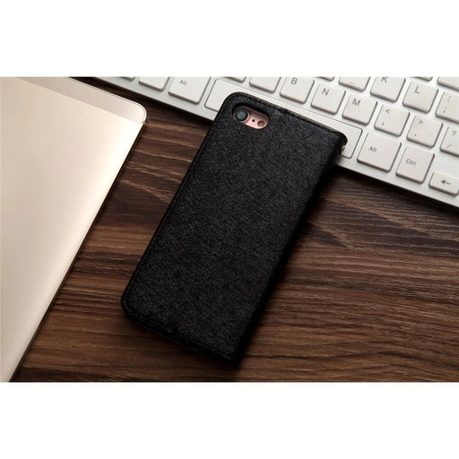 CMAI2 for iPhone SE (2020)/SE (2022)/8/7 4.7 inch Silk Texture Series Leather Card Holder Phone Shell - Black - 2