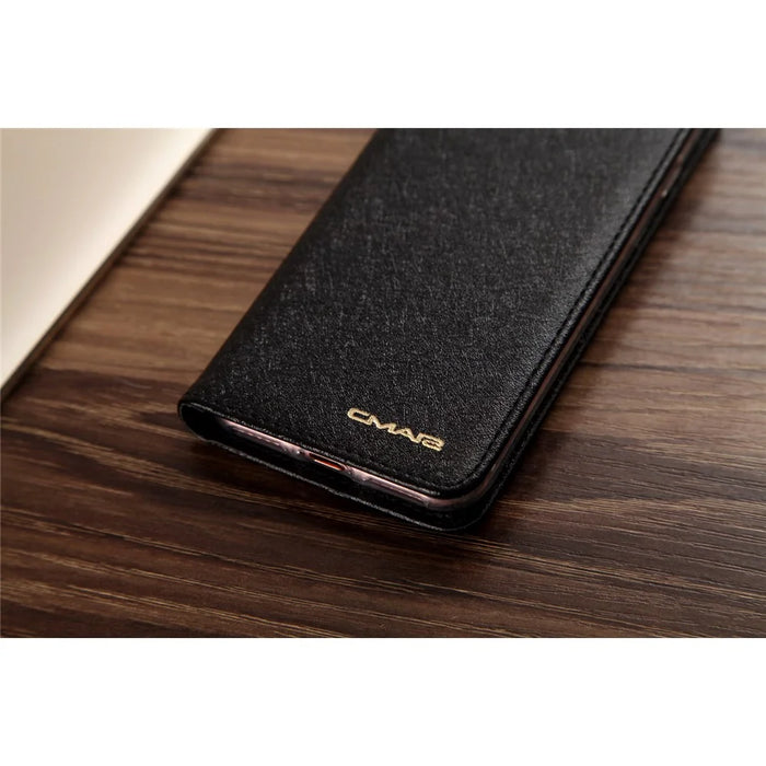 CMAI2 for iPhone SE (2020)/SE (2022)/8/7 4.7 inch Silk Texture Series Leather Card Holder Phone Shell - Black - 6