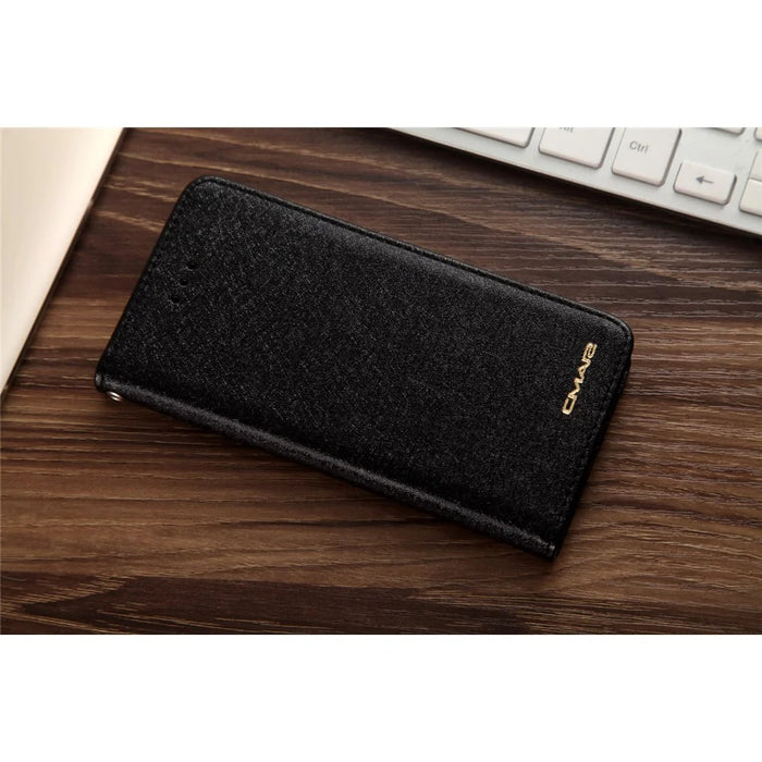 CMAI2 for iPhone SE (2020)/SE (2022)/8/7 4.7 inch Silk Texture Series Leather Card Holder Phone Shell - Black - 7
