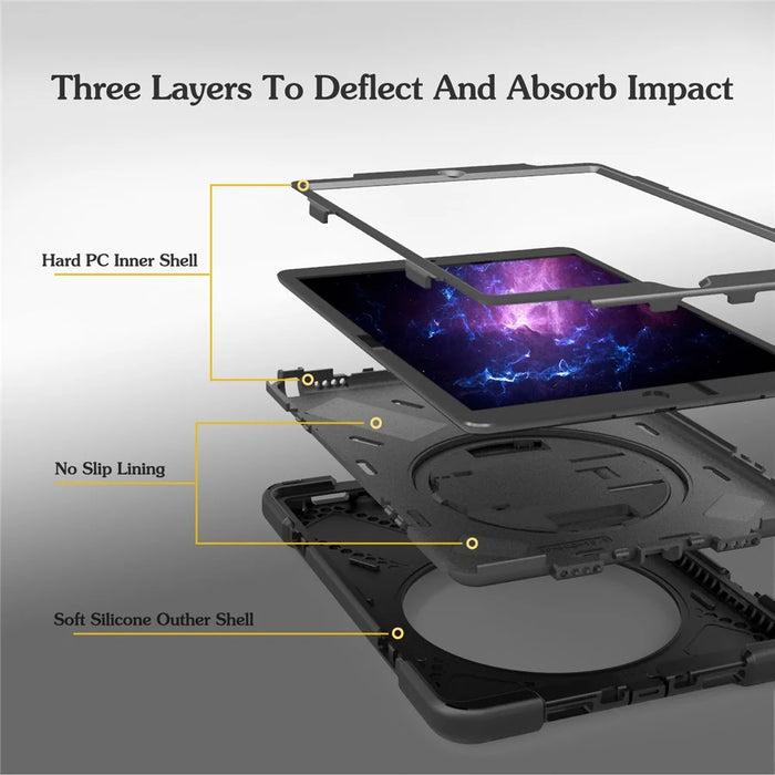 360 Degree Swivel Kickstand PC + Silicone Combo Case with Hand Holder Strap for iPad Air 10.5 (2019) / Pro 10.5 (2017) - Black - 4