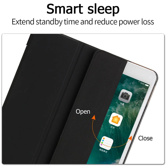Tri-fold Stand Auto-wake/sleep Leather Protector Case for iPad Air 10.5 (2019) / Pro 10.5 (2017) - Black - 6