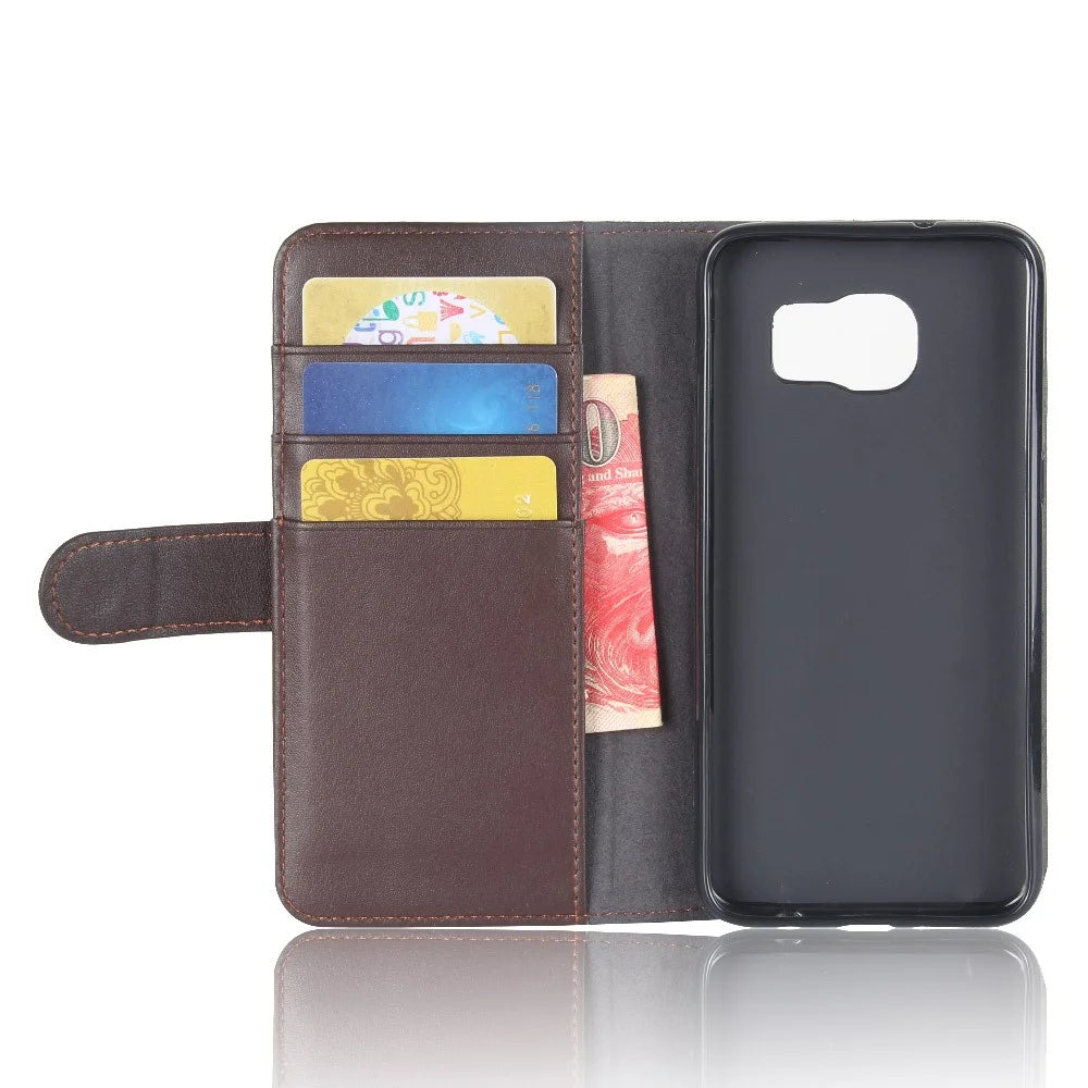 For Samsung Galaxy S7 Edge SM-G935 Soft Smooth Split Leather Wallet Stand Case Shell - Brown - 4