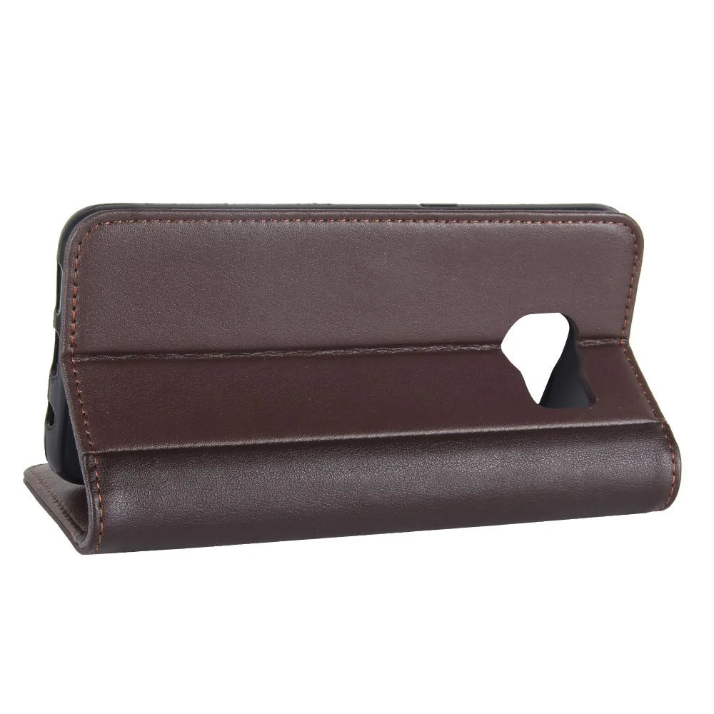 For Samsung Galaxy S7 Edge SM-G935 Soft Smooth Split Leather Wallet Stand Case Shell - Brown - 6