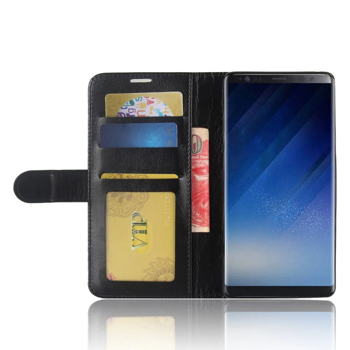 Crazy Horse Wallet Leather Stand Phone Case for Samsung Galaxy Note 8 - Black - 5