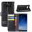 For Samsung Galaxy Note 8 Phone Cases Genuine Split Leather Wallet Mobile Cover Stand - Black - 1