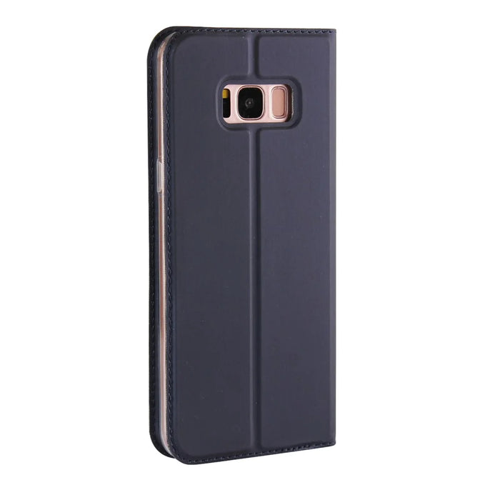 Magnetic Card Holder Stand Leather Mobile Case for Samsung Galaxy S8 Plus G955 - Dark Blue - 2