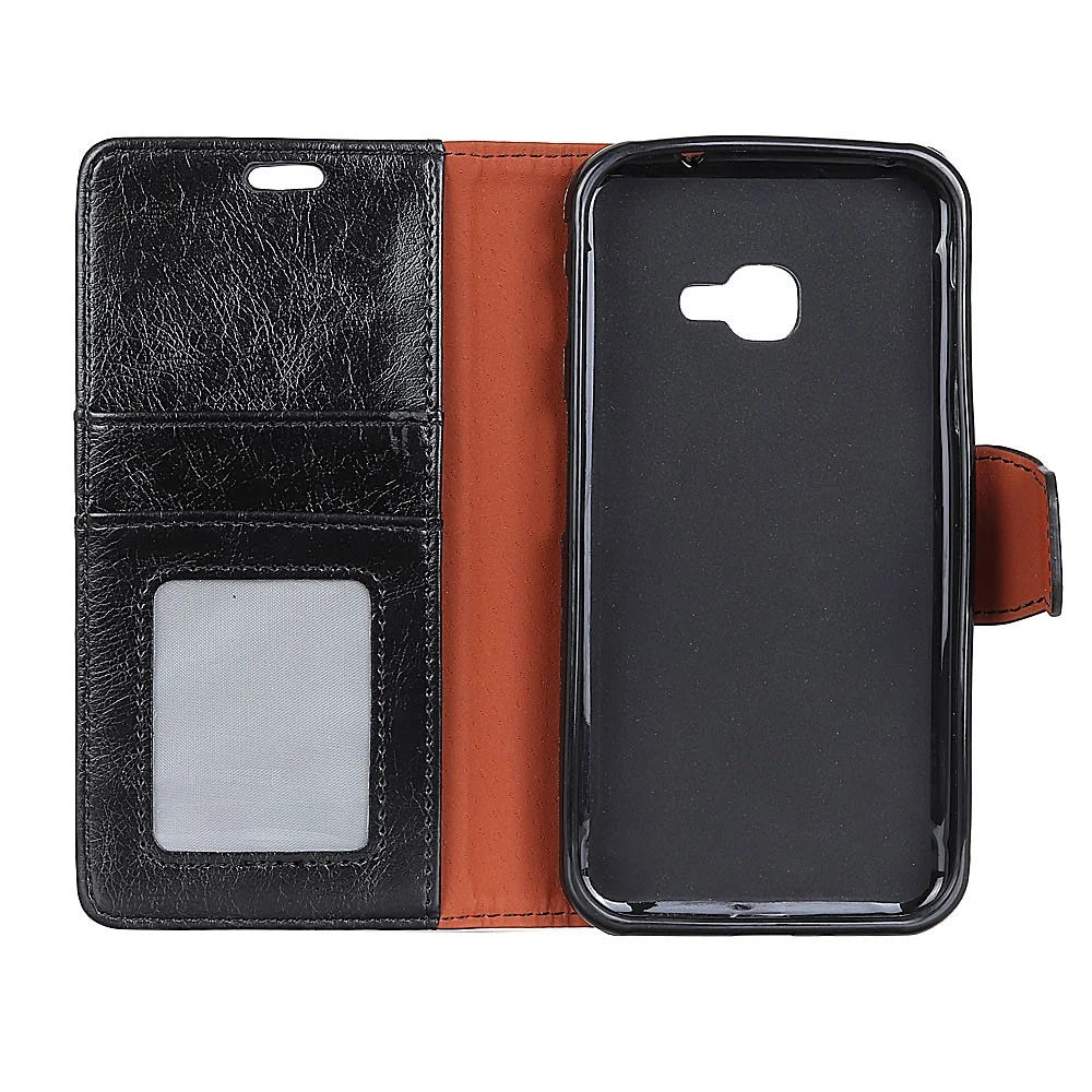 For Samsung Galaxy Xcover 4 Textured Split Leather Stand Phone Case Phone Cover - Black - 5