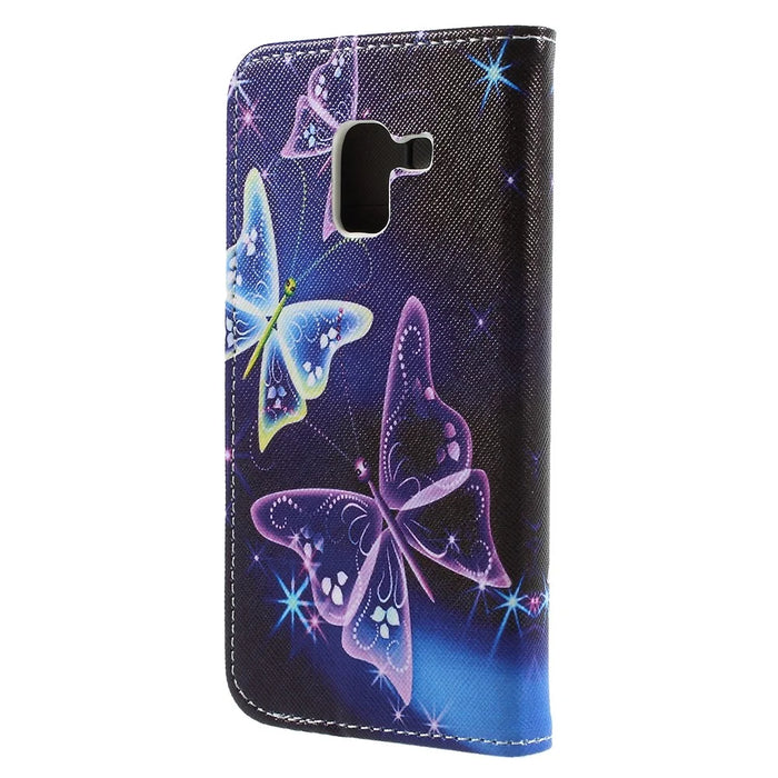 Pattern Printing Cross Texture Stand Wallet Leather Cover for Samsung Galaxy A8 (2018) - Crystal Butterfly - 2