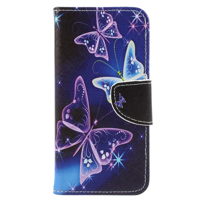 Pattern Printing Cross Texture Stand Wallet Leather Cover for Samsung Galaxy A8 (2018) - Crystal Butterfly - 3