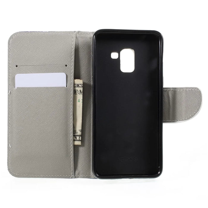 Pattern Printing Cross Texture Stand Wallet Leather Cover for Samsung Galaxy A8 (2018) - Crystal Butterfly - 6
