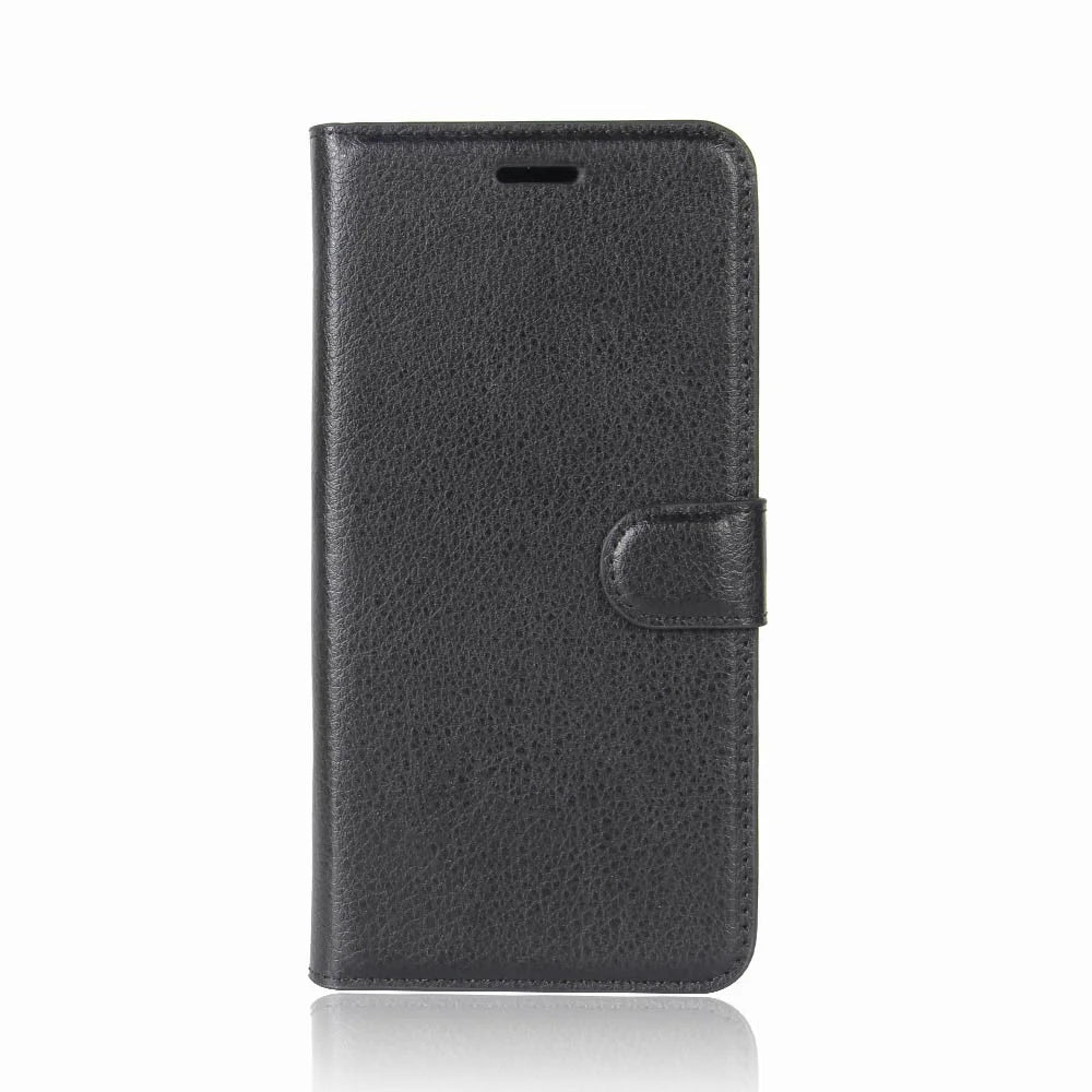 Litchi Skin PU Leather Wallet Stand Mobile Phone Case with Magnet for Samsung Galaxy A8 (2018) - Black - 2