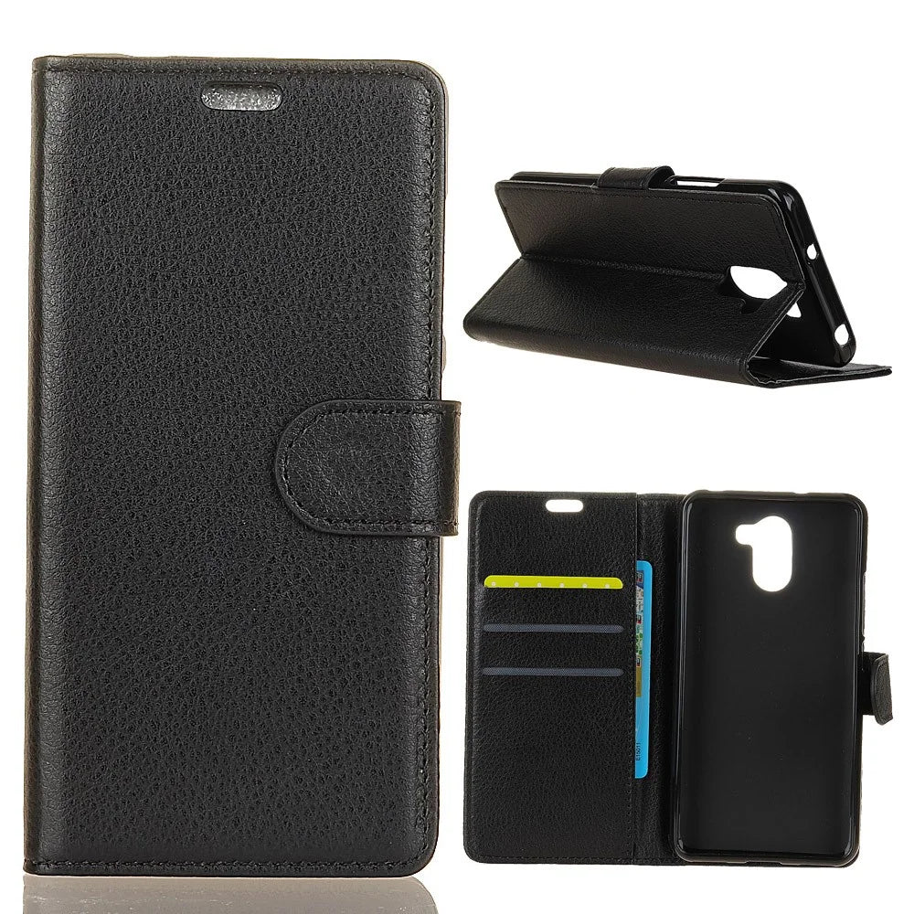 Litchi Texture Card Holder PU Leather Mobile Casing for Samsung Galaxy S9 Plus - Black - 1