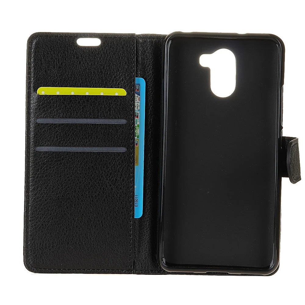 Litchi Texture Card Holder PU Leather Mobile Casing for Samsung Galaxy S9 Plus - Black - 3