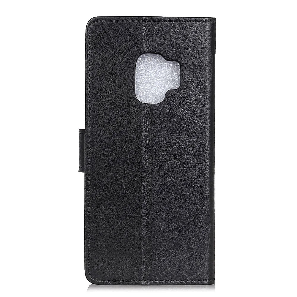 Phone Wallet Case for Samsung Galaxy S9 G960 PU Leather Phone Cover Drop-proof Flip Protector with Stand Litchi Texture - Black - 2