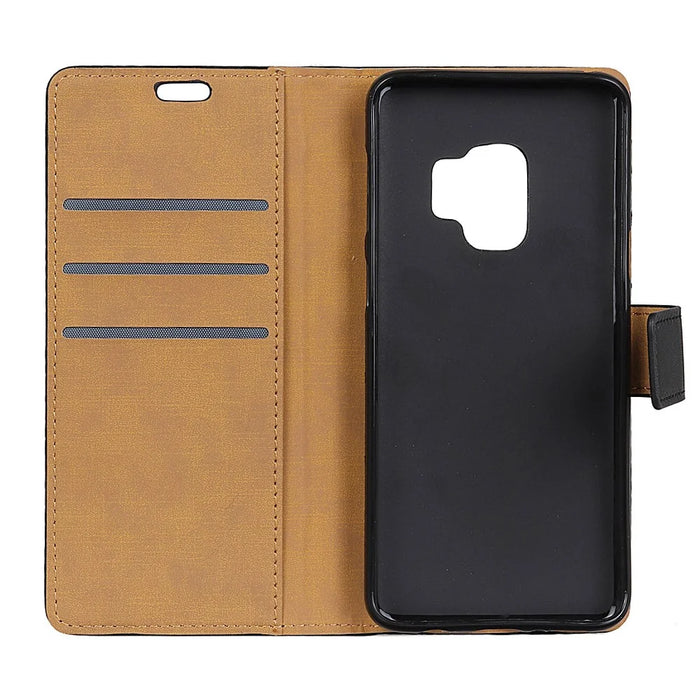 For Samsung Galaxy S9 G960 Folio Flip Stand Wallet Leather Case - Black - 3