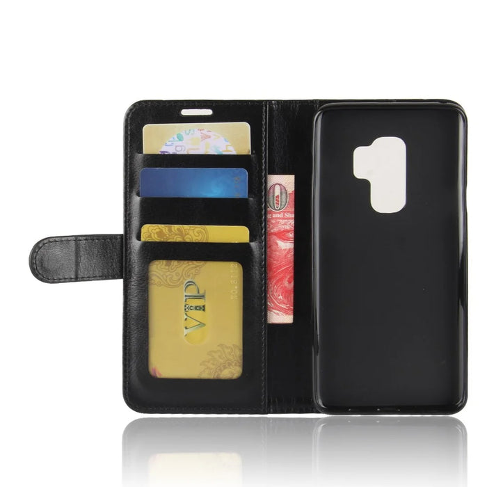 Crazy Horse Leather Wallet Case for Samsung Galaxy S9+ G965 - Black - 5