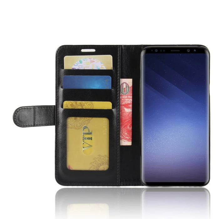 Crazy Horse Leather Wallet Case for Samsung Galaxy S9+ G965 - Black - 6