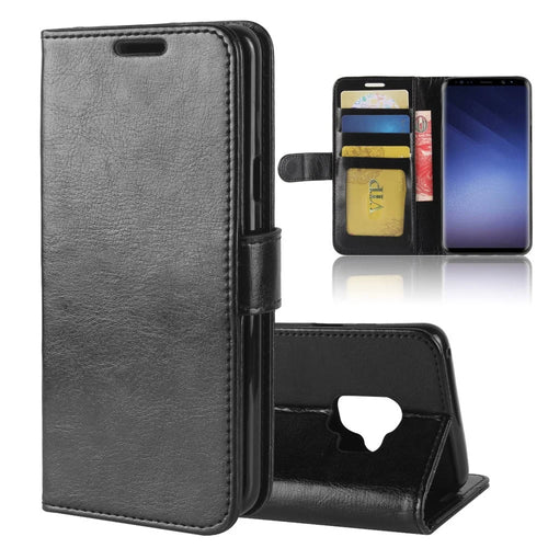 Crazy Horse Wallet Leather Stand Case for Samsung Galaxy S9 G960 - Black - 1