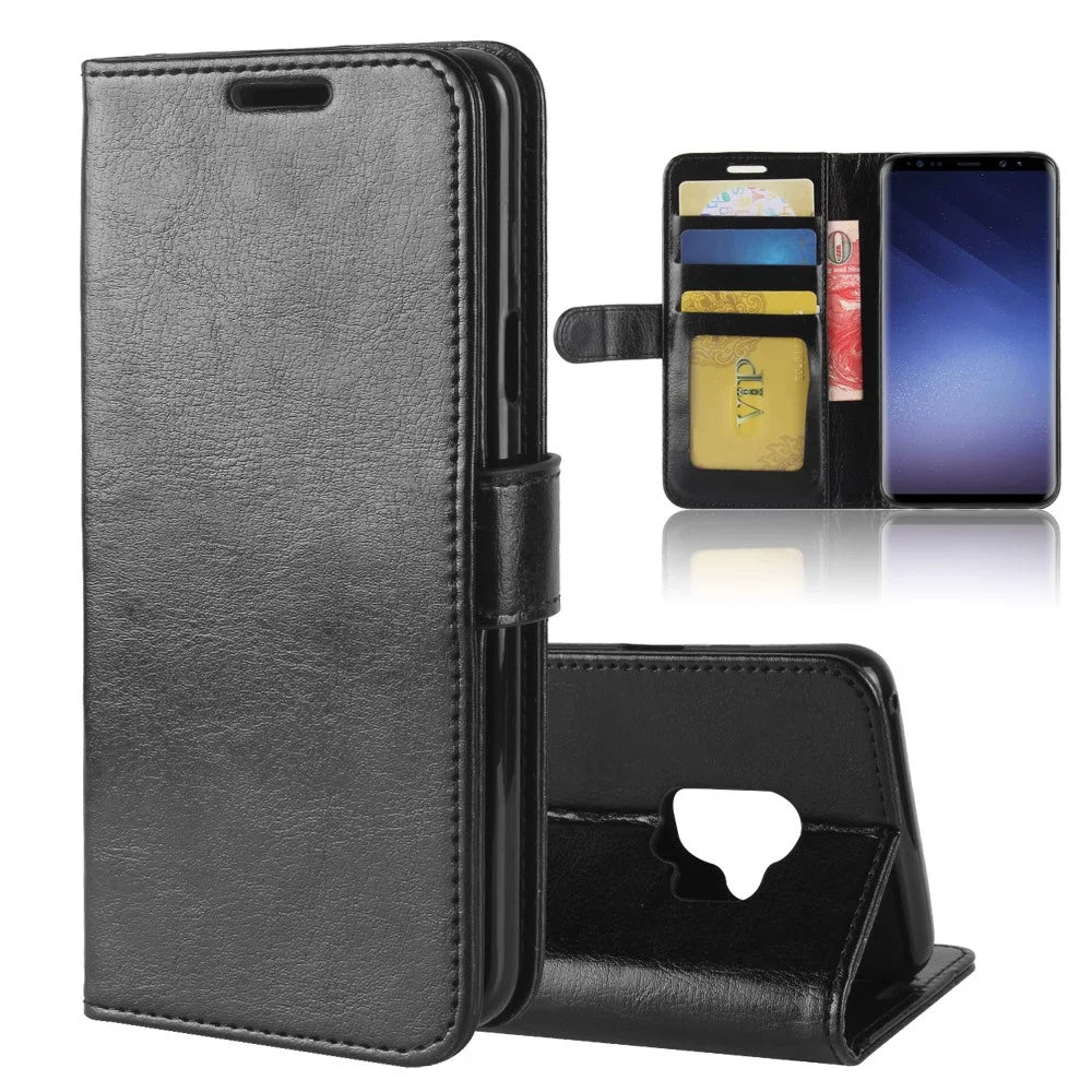 Crazy Horse Wallet Leather Stand Case for Samsung Galaxy S9 G960 - Black - 1