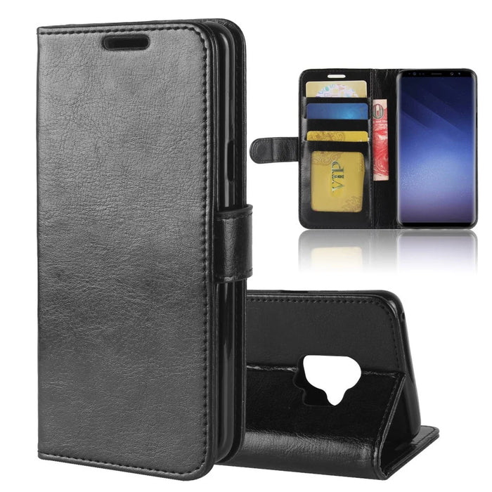Crazy Horse Wallet Leather Stand Case for Samsung Galaxy S9 G960 - Black - 1