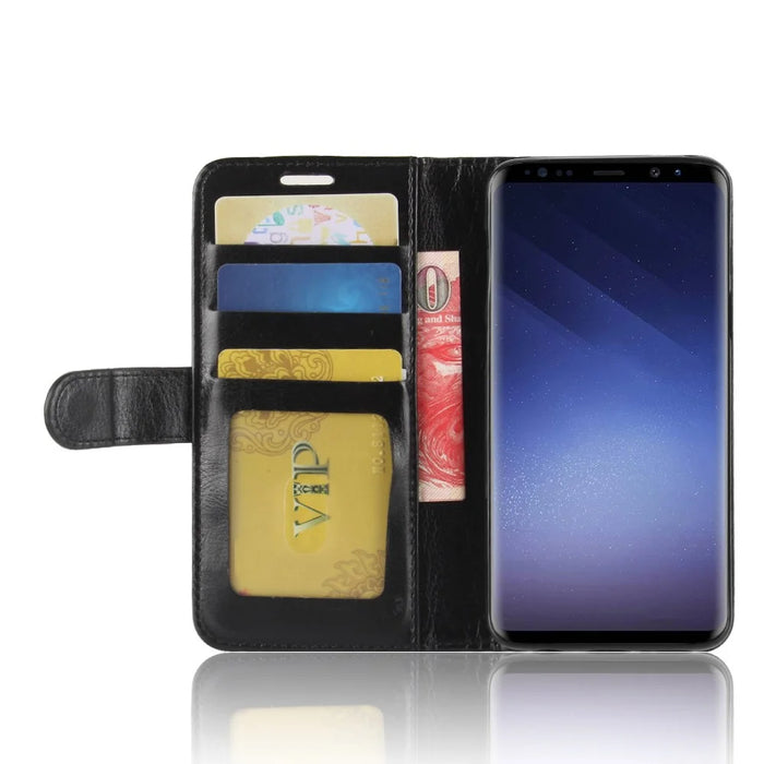 Crazy Horse Wallet Leather Stand Case for Samsung Galaxy S9 G960 - Black - 5
