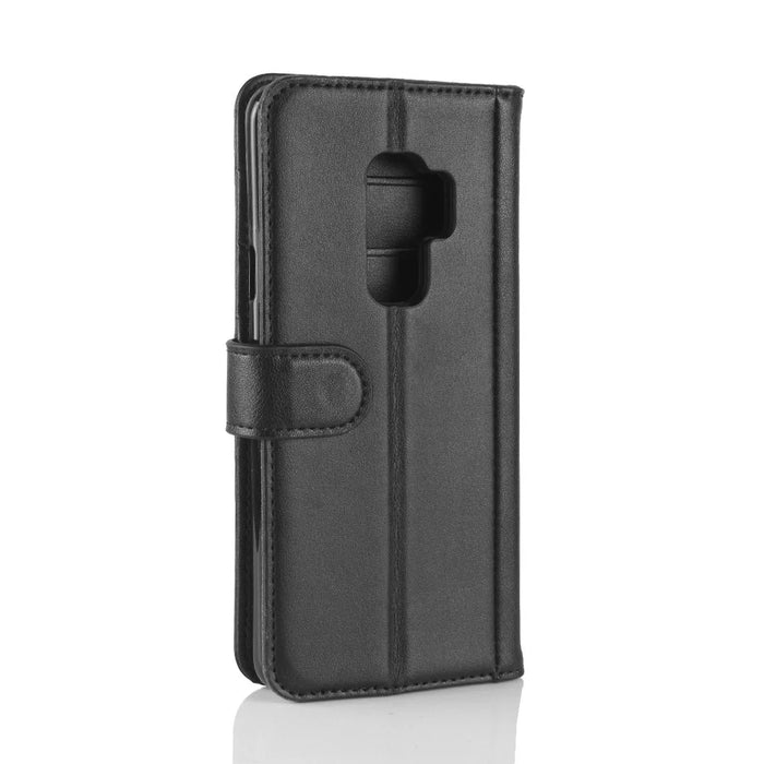 For Samsung Galaxy S9 G960 Phone Cases Genuine Split Leather Wallet Mobile Cover Stand - Black - 4