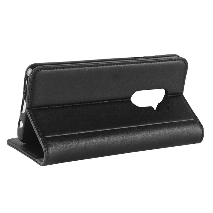 For Samsung Galaxy S9 G960 Phone Cases Genuine Split Leather Wallet Mobile Cover Stand - Black - 7