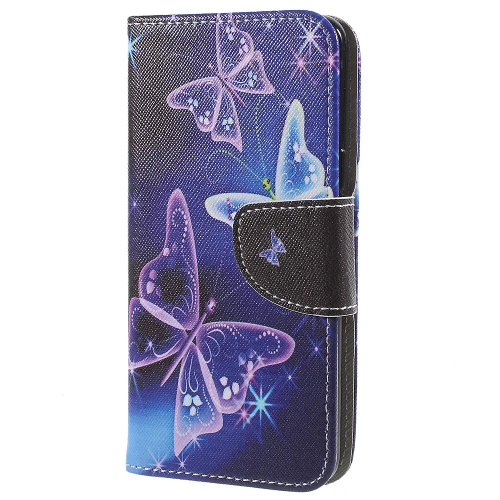 Pattern Printing Cross Texture Stand Wallet Leather Casing for Samsung Galaxy S9 G960 - Crystal Butterfly - 2