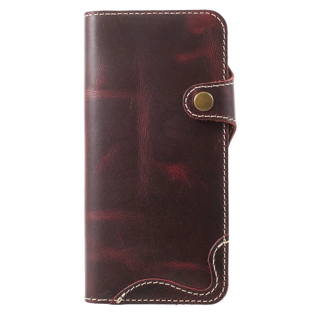 Retro Style Oil Wax Genuine Leather Cover for Samsung Galaxy S9 G960 with Folio Wallet Design - Coffee - 1