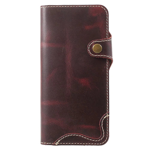 Retro Style Oil Wax Genuine Leather Cover for Samsung Galaxy S9 G960 with Folio Wallet Design - Coffee - 1