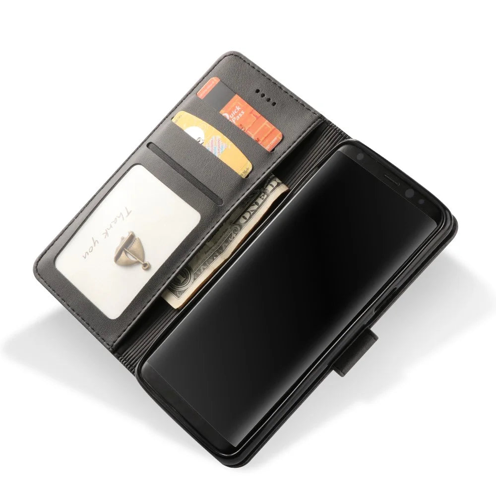 LC.IMEEKE TPU + PU Leather Case for Samsung Galaxy S9 SM-G960 with Wallet and Adjustable Stand Design - Black - 2