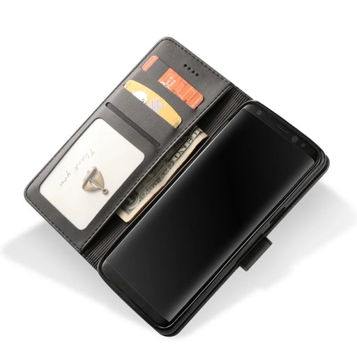 LC.IMEEKE TPU + PU Leather Case for Samsung Galaxy S9 SM-G960 with Wallet and Adjustable Stand Design - Black - 2