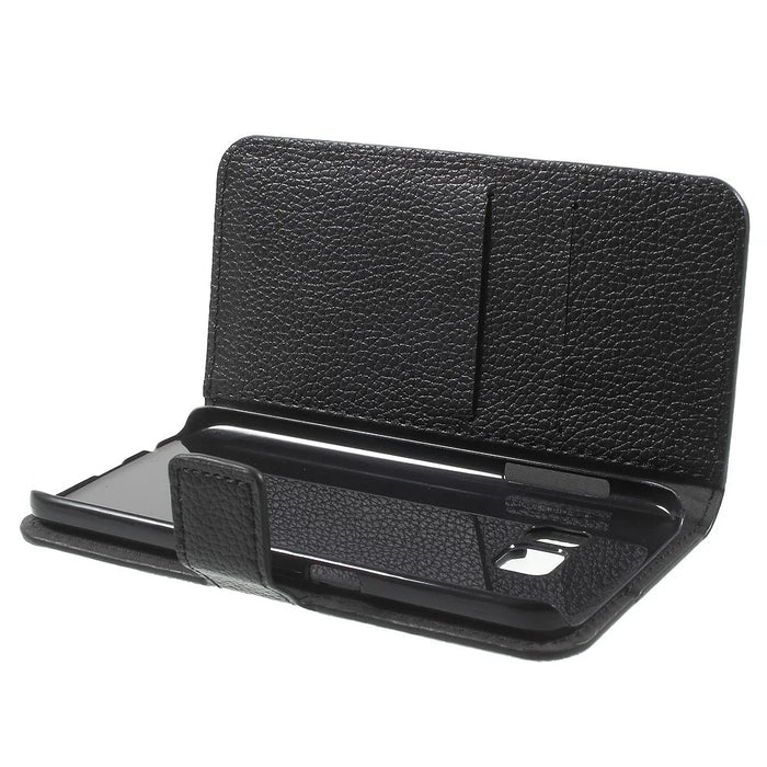 Litchi Wallet Stand Leather Case for Samsung Galaxy S7 - Black - 5
