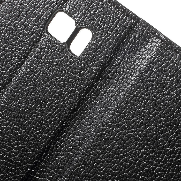 Litchi Wallet Stand Leather Case for Samsung Galaxy S7 - Black - 7