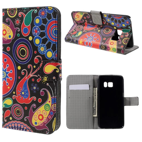 Wallet Leather Case for Samsung Galaxy S7 - Paisley Flowers - 1