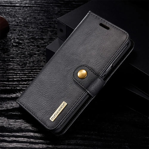 DG.MING For Samsung Galaxy S9 SM-G960 Detachable 2-in-1 Anti-scratch Split Leather Wallet Case + PC Back Case - Black - 1