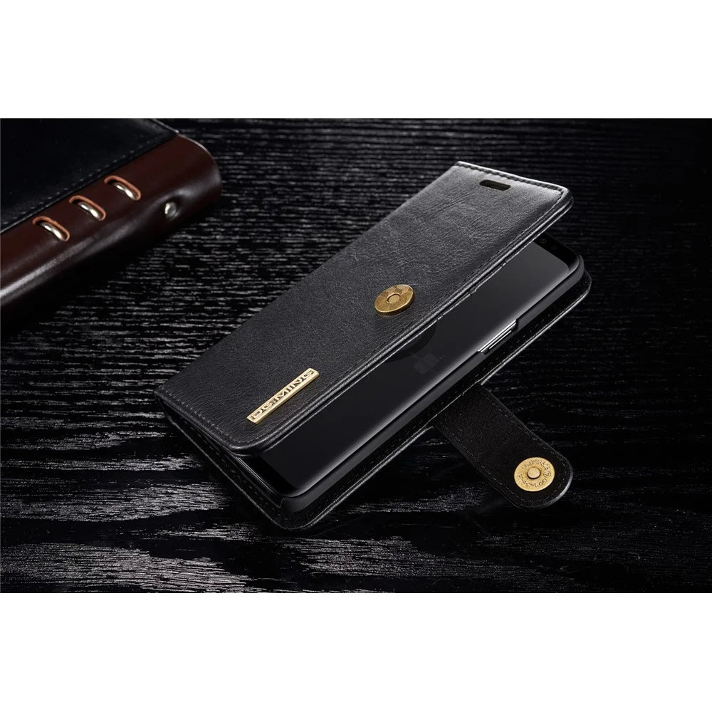 DG.MING For Samsung Galaxy S9 SM-G960 Detachable 2-in-1 Anti-scratch Split Leather Wallet Case + PC Back Case - Black - 4