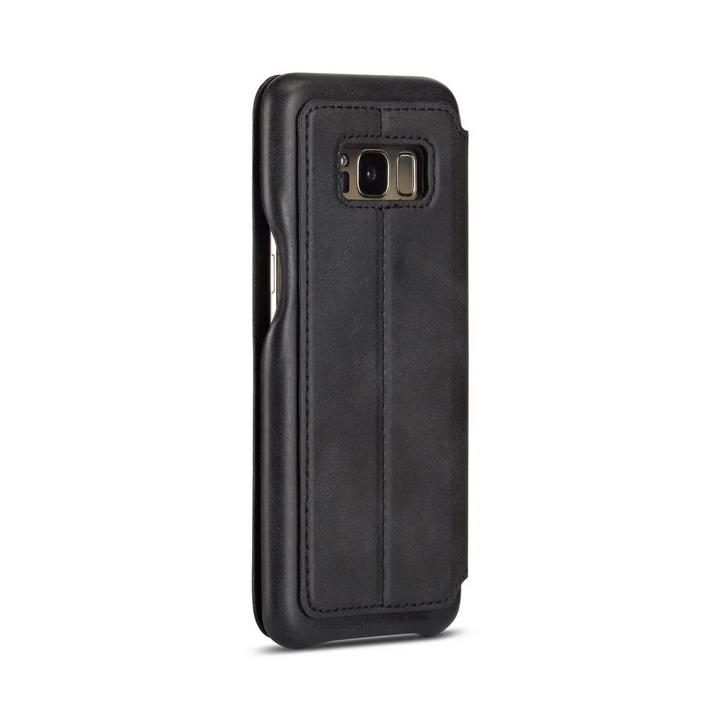 LC.IMEEKE Retro Style Leather Card Holder Case Phone Shell for Samsung Galaxy S8 SM-G950 - Black - 4