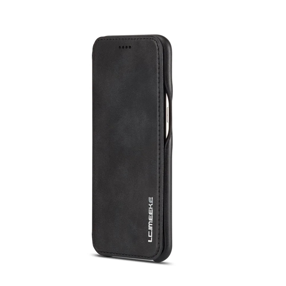 LC.IMEEKE Retro Style Leather Card Holder Case Phone Shell for Samsung Galaxy S8 SM-G950 - Black - 5